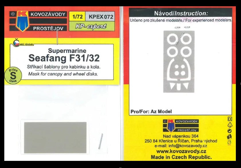 Kovozavody Prostejov KPEX072 1:72 Supermarine Seafang F.31F./32 MASK