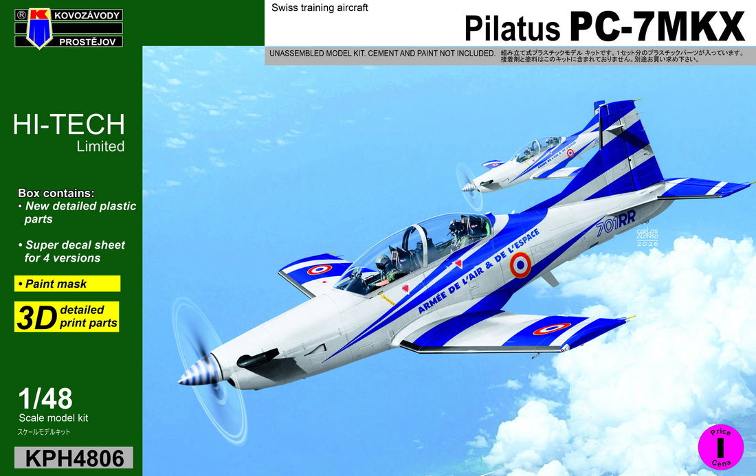 Kovozavody Prostejov KPH4806 1:48 Pilatus PC-7MKX (Switzerland, French AF, Belgian AF, Dutch AF)