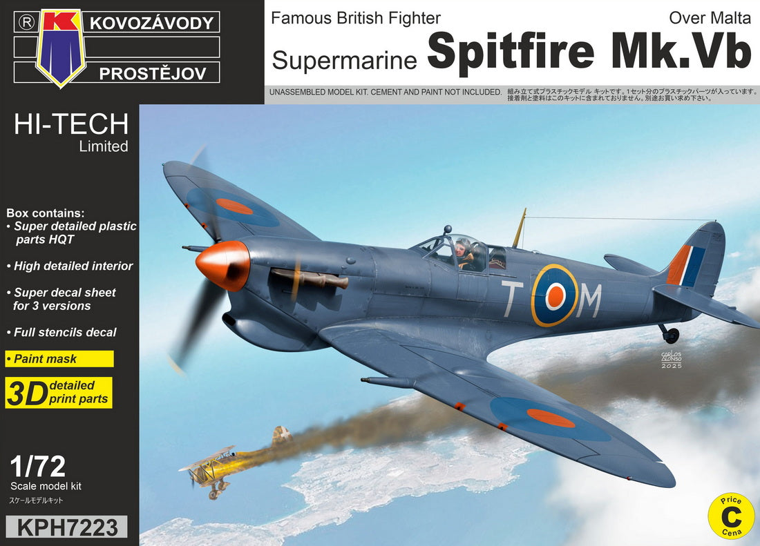 Kovozavody Prostejov KPH7223 1:72 Spitfire Mk.Vb 'Over Malta' re-release, Hi-tech edition, incl. paint mask & 3D printed parts, new decals