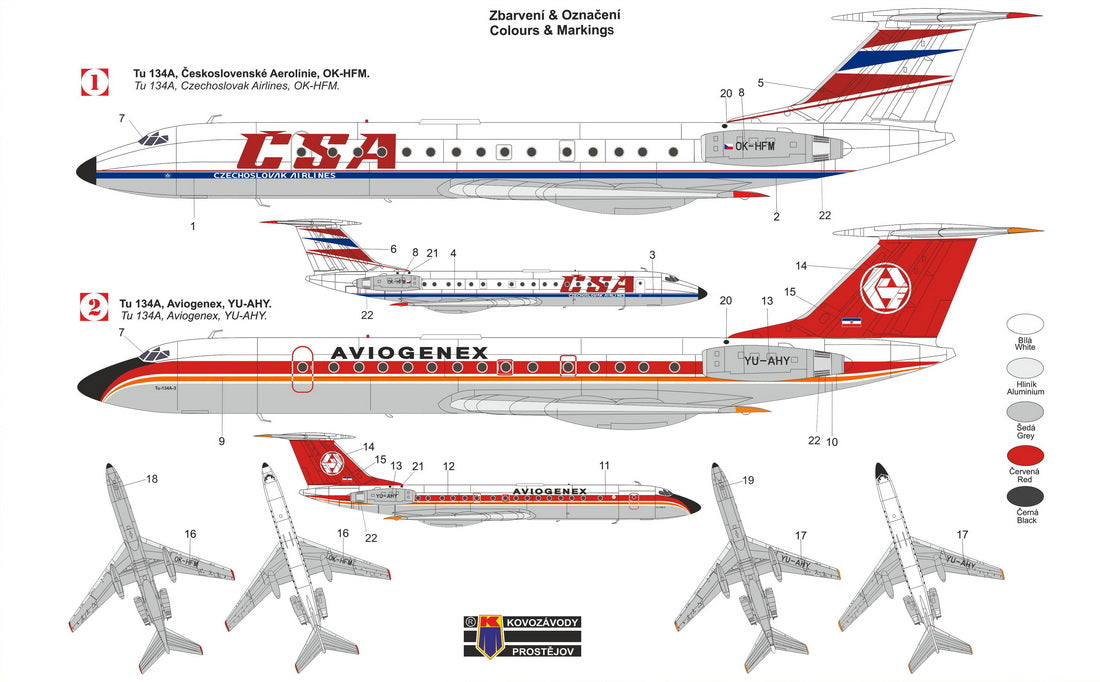 Kovozavody Prostejov KPM14410 1:144 Tupolev Tu-134A 'CSA/Aviogenex' New Tooling in 2025