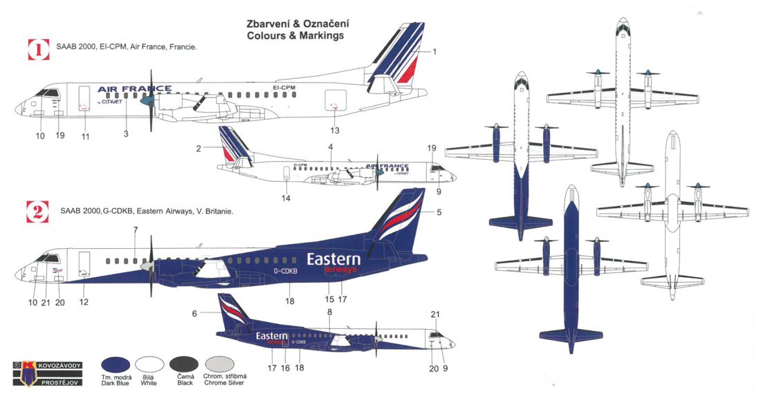 Kovozavody Prostejov KPM2004 1:200 Saab 2000 Eastern Airways, Air France