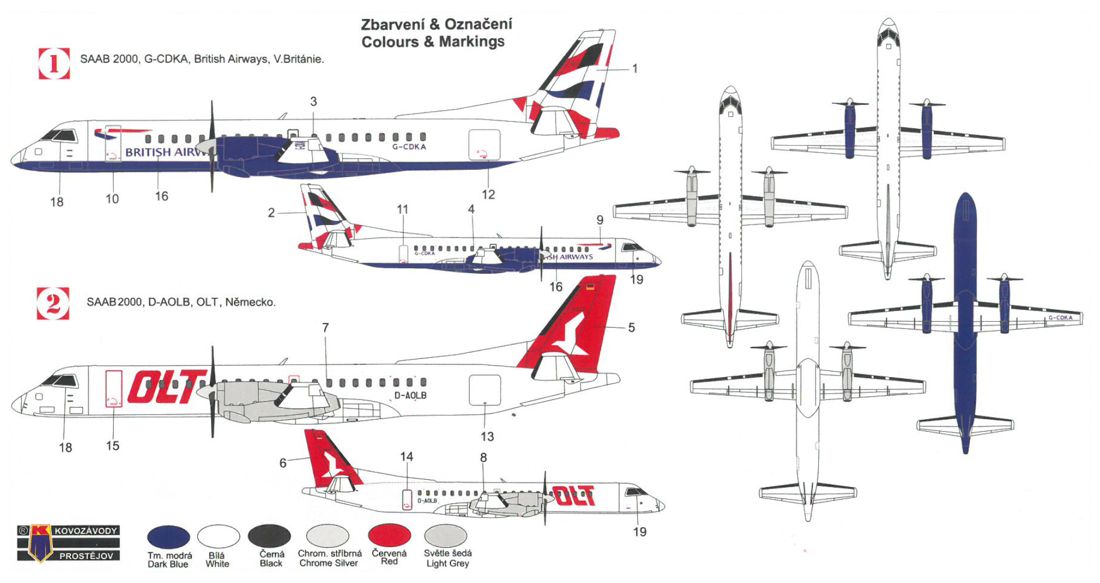 Kovozavody Prostejov KPM2005 1:200 Saab 2000 OLT, British Airways