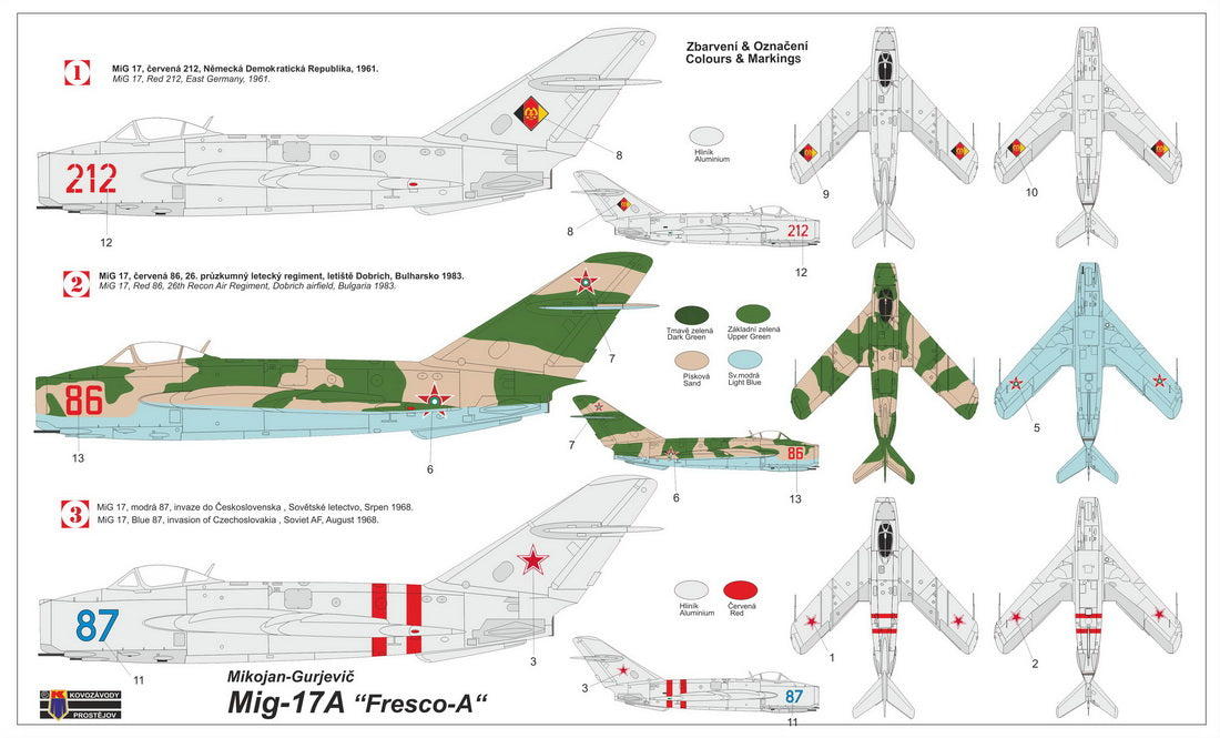 Kovozavody Prostejov 4824 1:48 Mikoyan MiG-17A Fresco-A (ex-Smer)