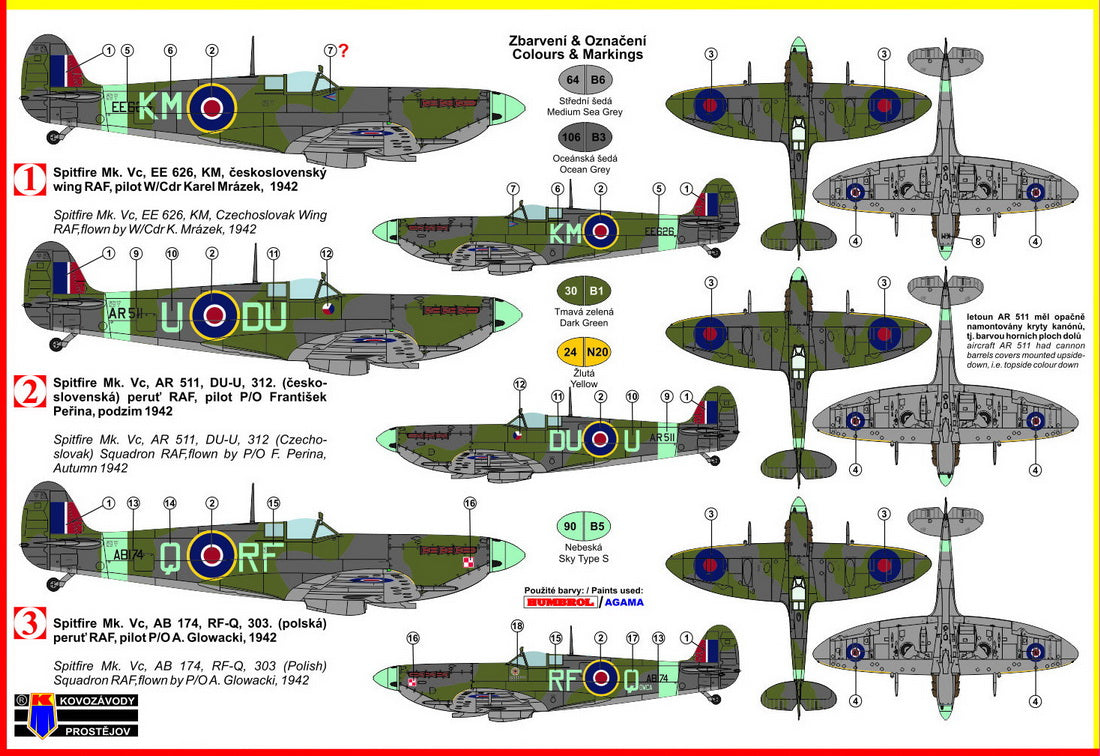 Kovozavody Prostejov 72124 1:72 Supermarine Spitfire Mk.VC 'Allied Fighter Aces'