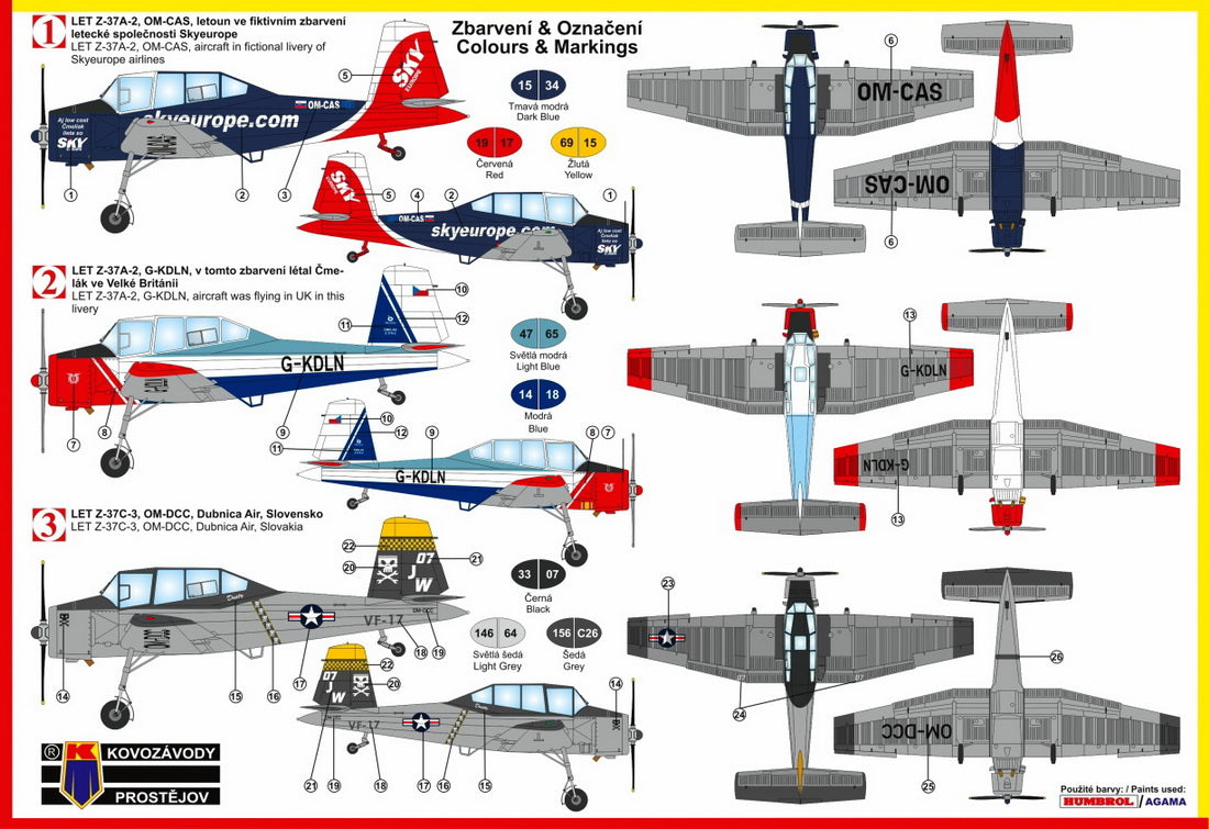 Kovozavody Prostejov 72130 1:72 Let Z-37A-2 Cmelak 'Two-Seater' (Slovakia & UK)