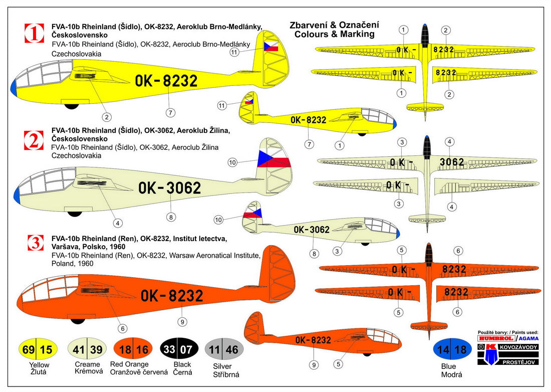 Kovozavody Prostejov 72154 1:72 FVA-10b Sidlo 'Czechoslovak Aeroclubs' (Gliders)