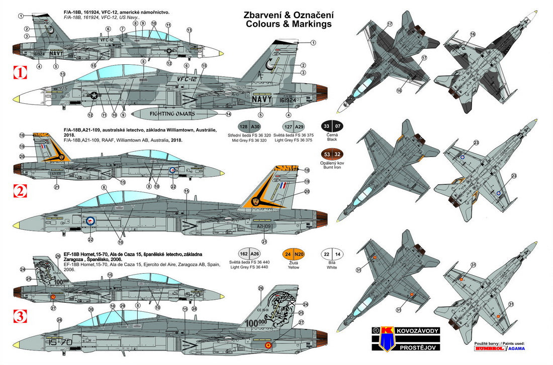 Kovozavody Prostejov 72164 1:72 McDonnell-Douglas F-18B Hornet 'Low-Vis'