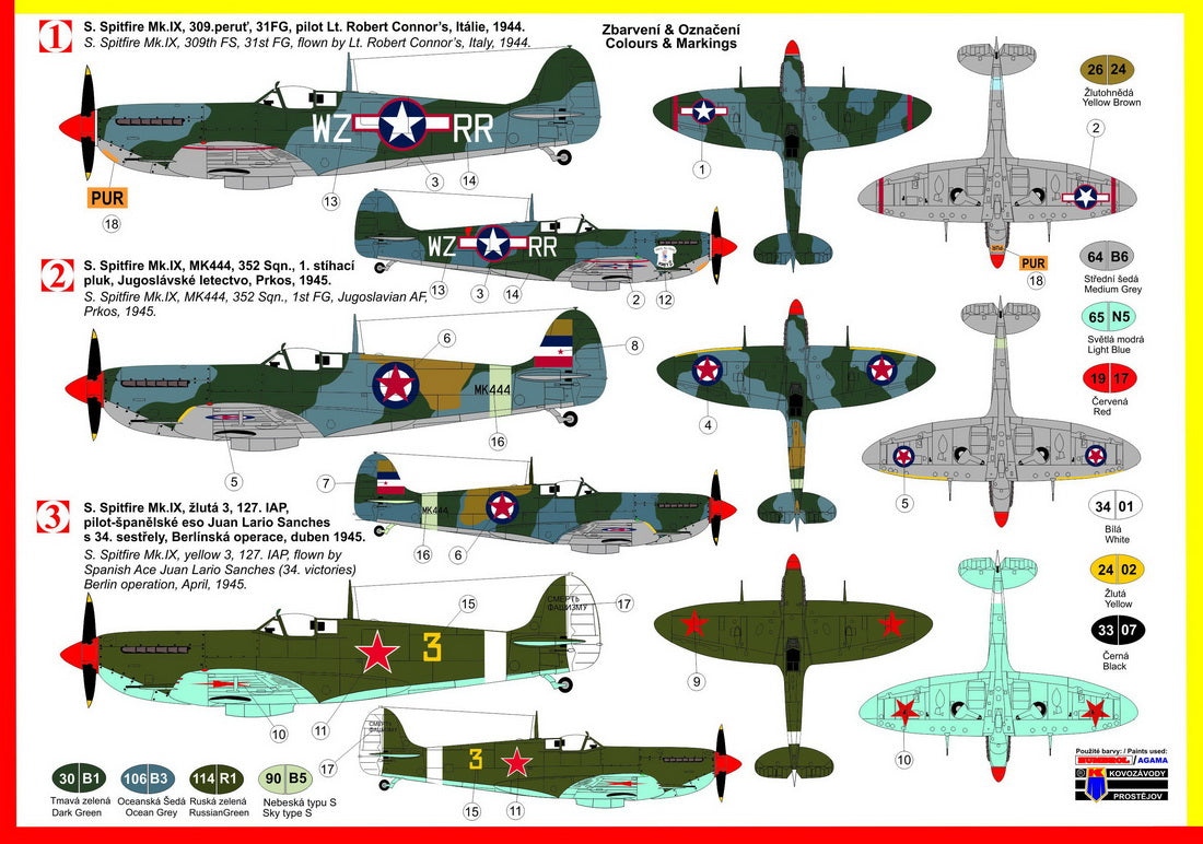 Kovozavody Prostejov 72167 1:72 Supermarine Spitfire Mk.IX 'Spitfire Stars'