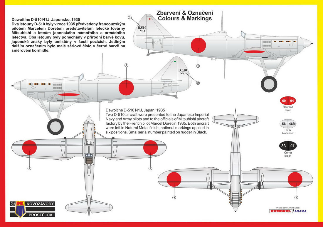 Kovozavody Prostejov 72186 1:72 Dewoitine D-510J 'Japan' (Limited Edition)