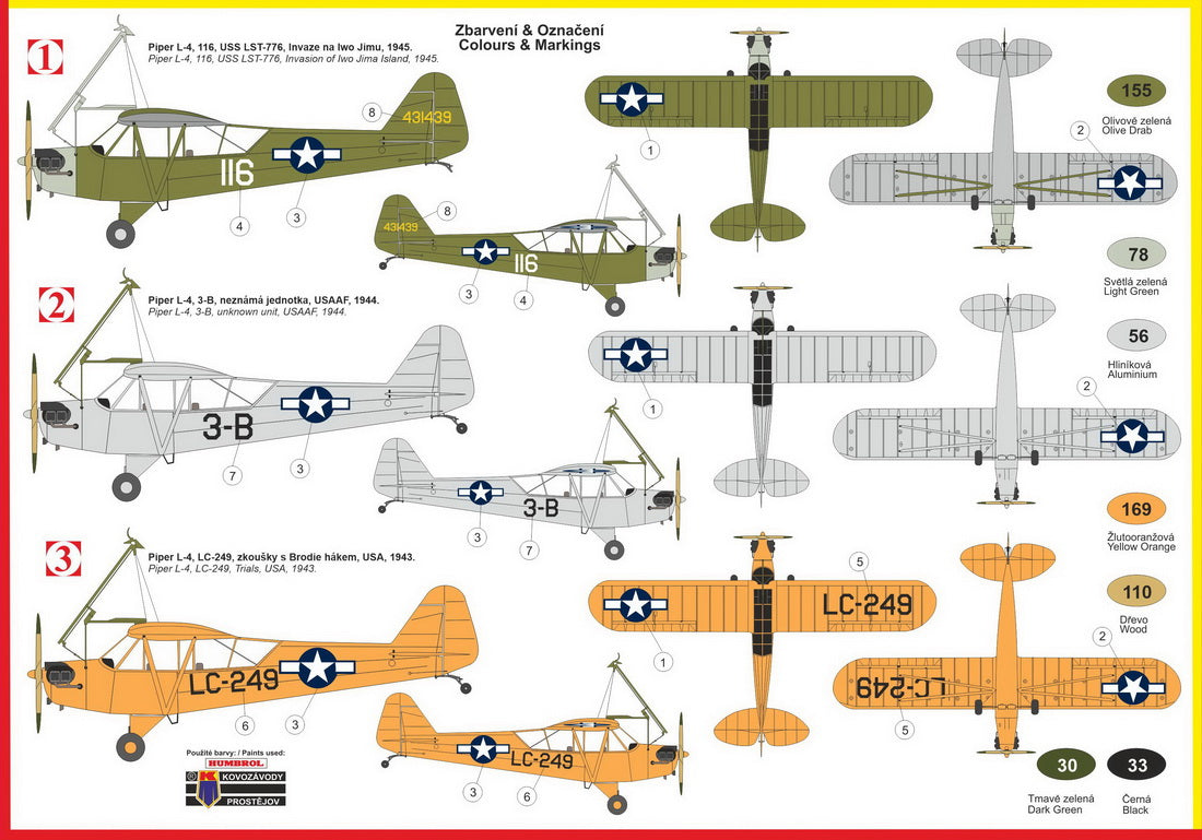 Kovozavody Prostejov 72191 1:72 Piper L-4 Grasshopper with Brodie Hook