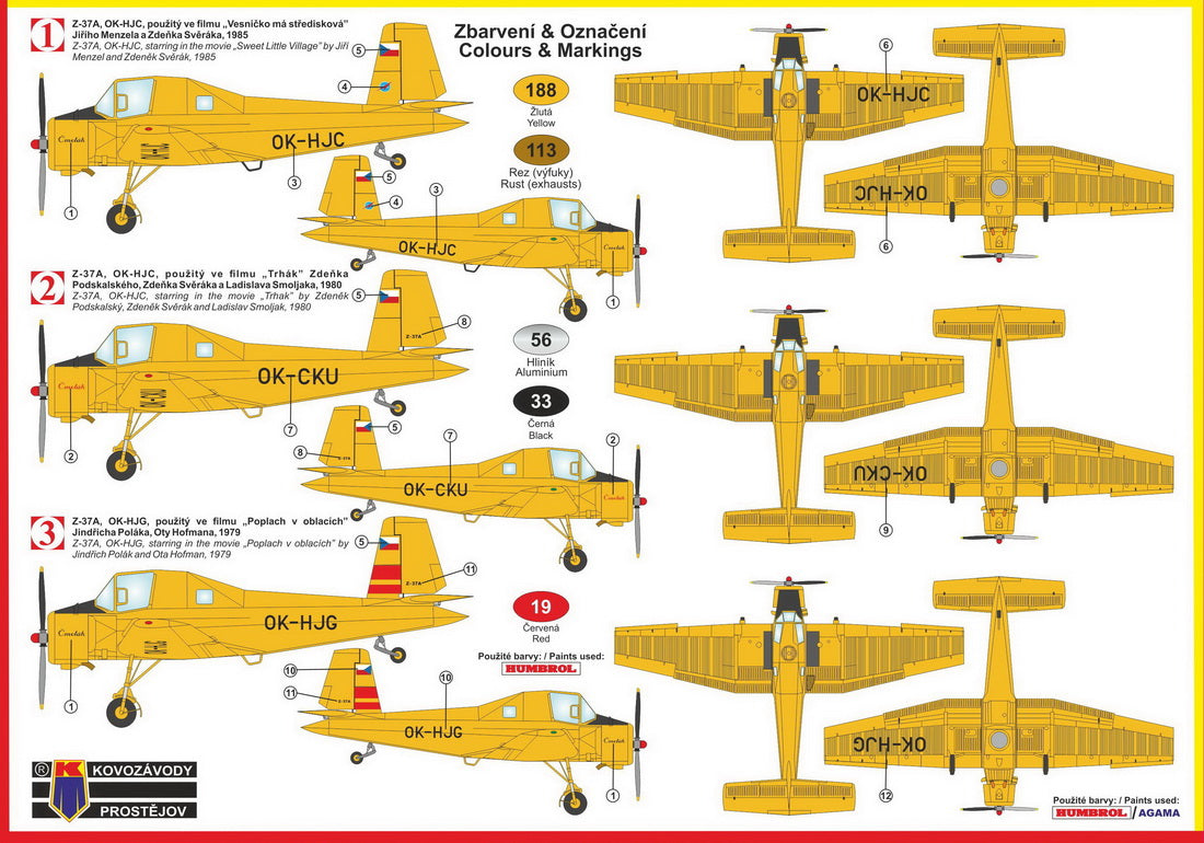 Kovozavody Prostejov 72203 1:72 Let Z-37A Cmelak 'Movie Star'