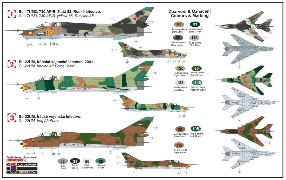 Kovozavody Prostejov 72208 1:72 Sukhoi Su-22UM-3/Su-22UM 'Soviet & Iraqi AF' (ex-Bilek)