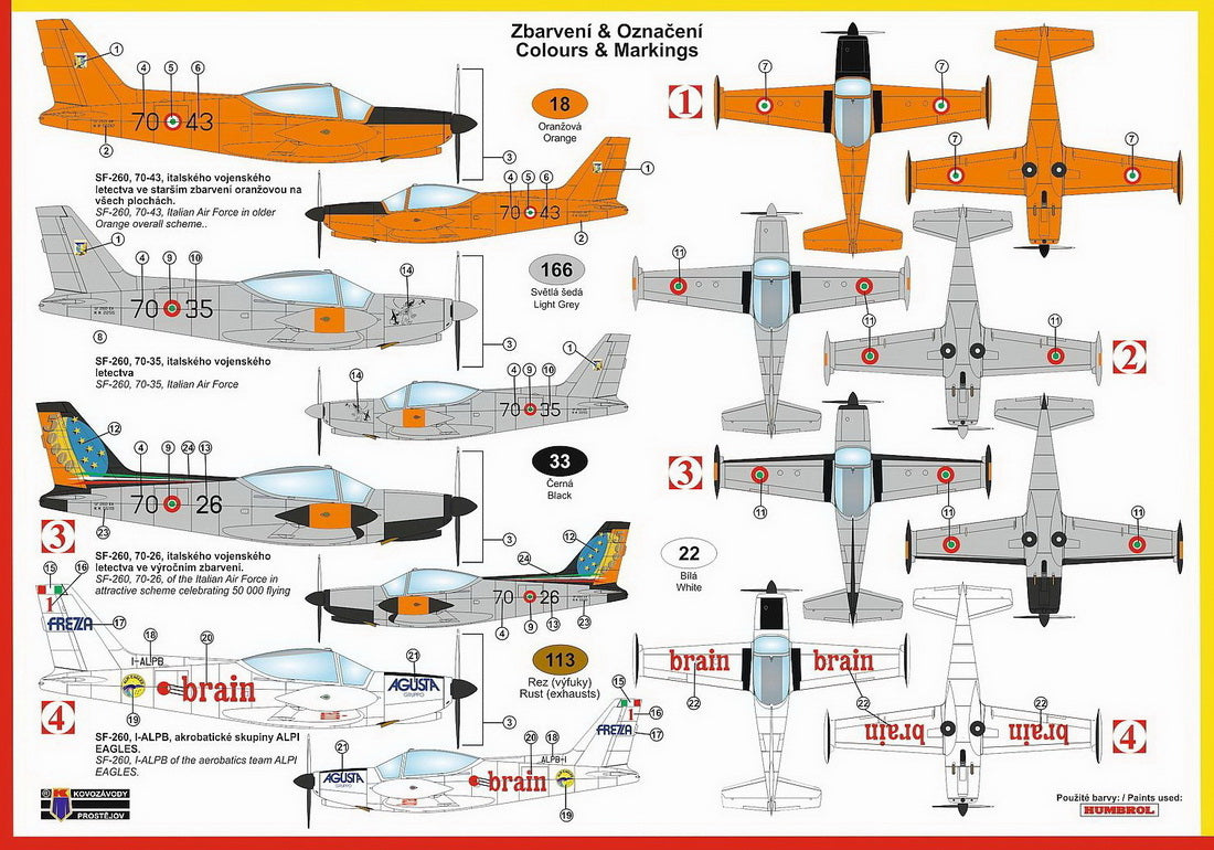 Kovozavody Prostejov 72211 1:72 SIAI SF-260W/N 'In Italian Service'