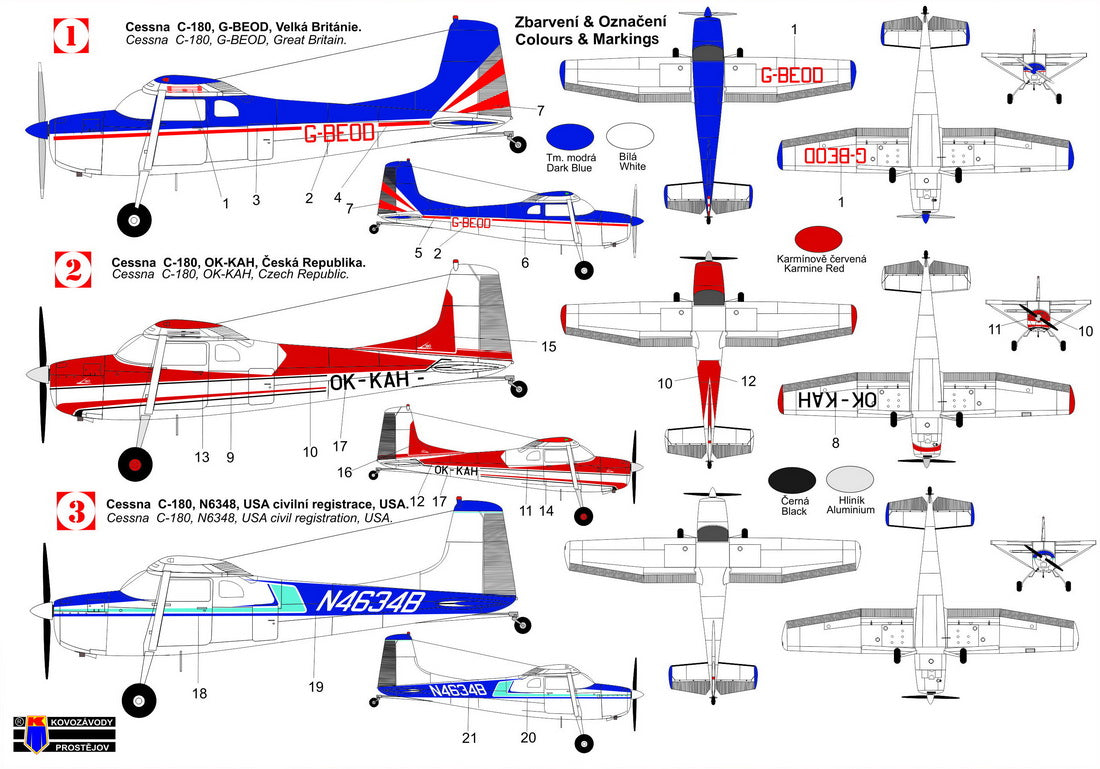 Kovozavody Prostejov 72236 1:72 Cessna C-180 'Civil' (UK, Czech Rep., USA)