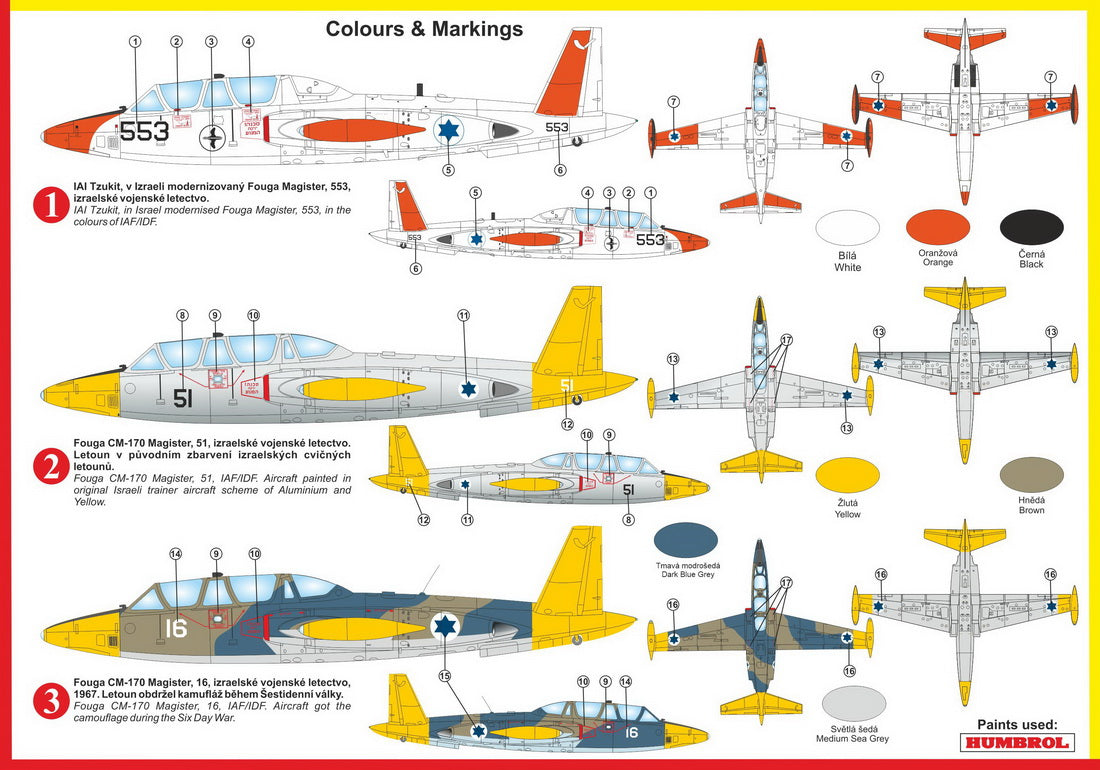 Kovozavody Prostejov 72243 1:72 Fouga CM.170 Magister 'Over Israel'