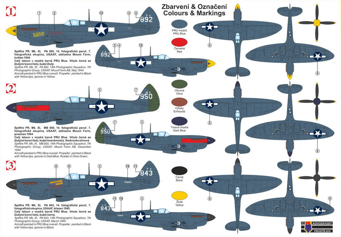 Kovozavody Prostejov 72291 1:72 Supermarine Spitfire PR Mk.XI 'USAAF'