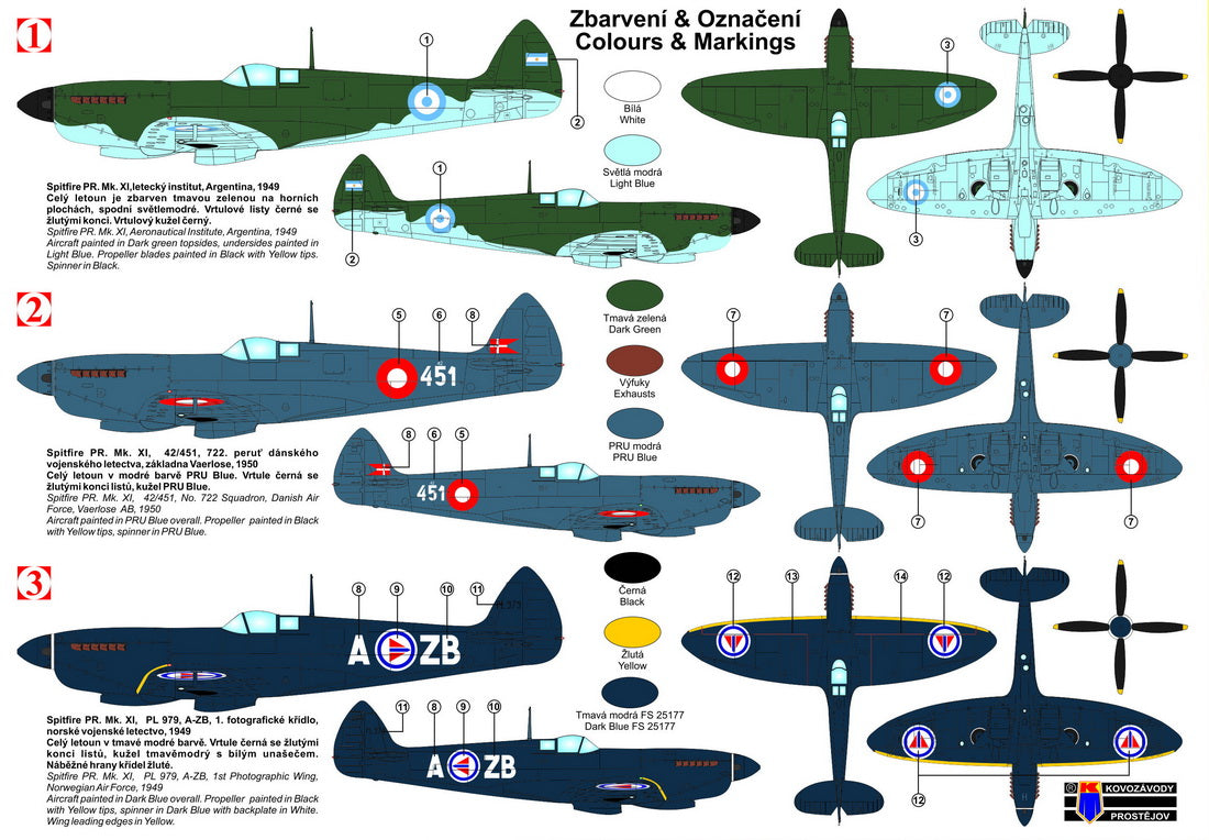 Kovozavody Prostejov 72293 1:72 Supermarine Spitfire PR Mk.XI 'International'