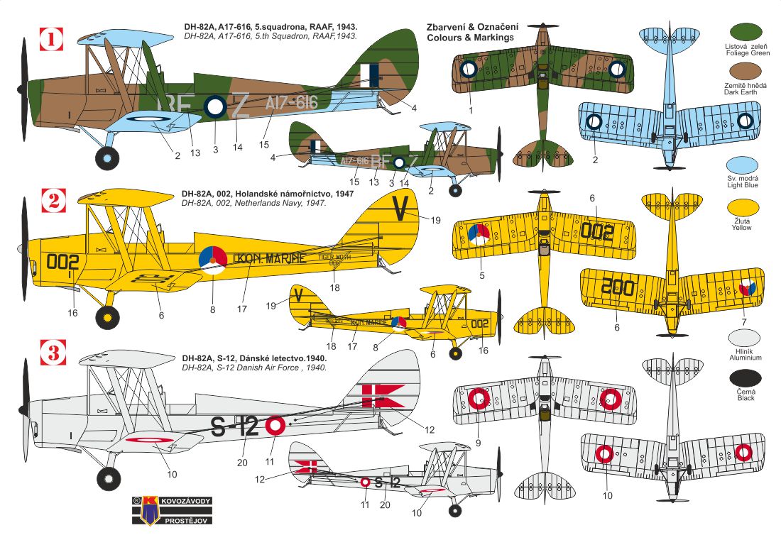 Kovozavody Prostejov 72364 1:72 de Havilland DH-82A Tiger Moth 'International'