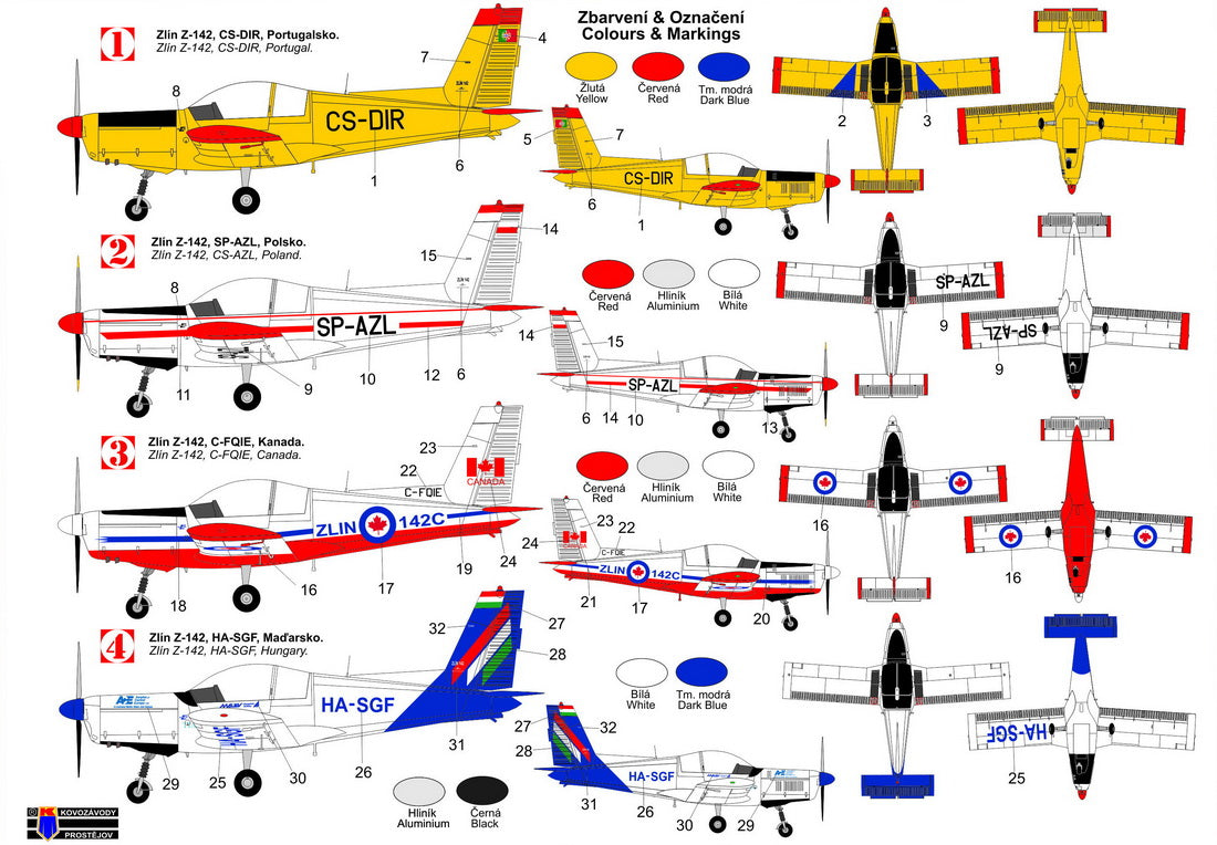 Kovozavody Prostejov 72407 1:72 Zlin Z-142 'Export'