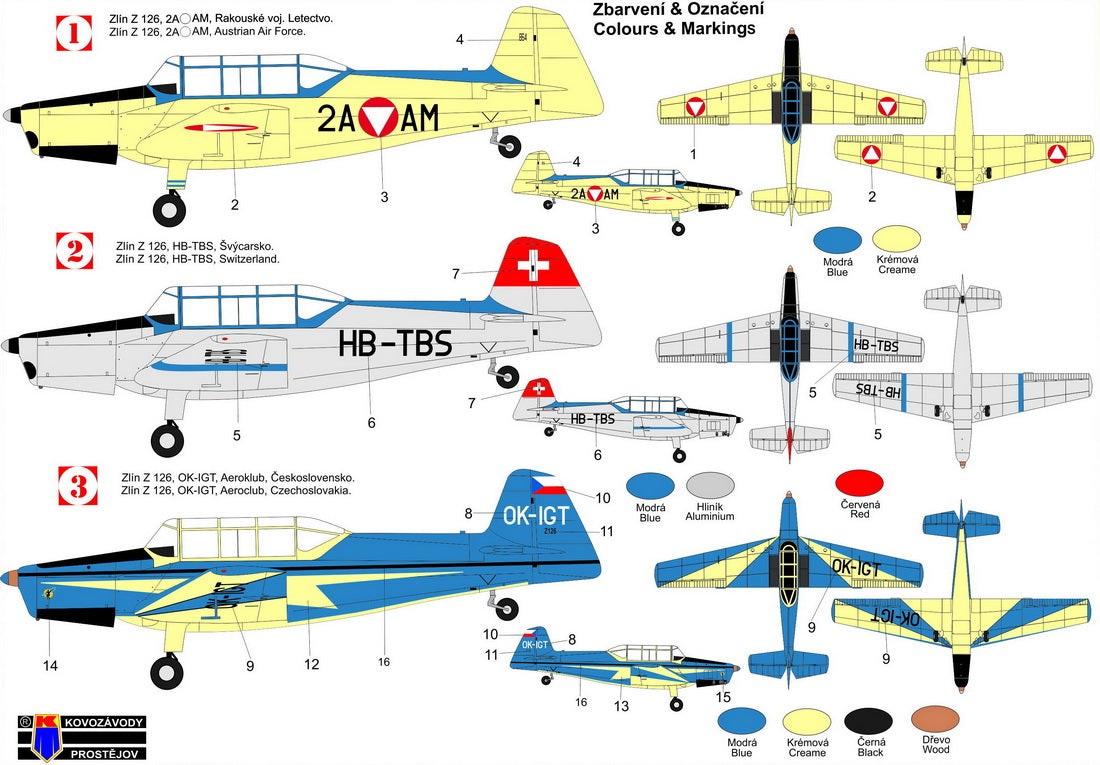 Kovozavody Prostejov 72408 1:72 Zlin Z-126 'Over Europe'