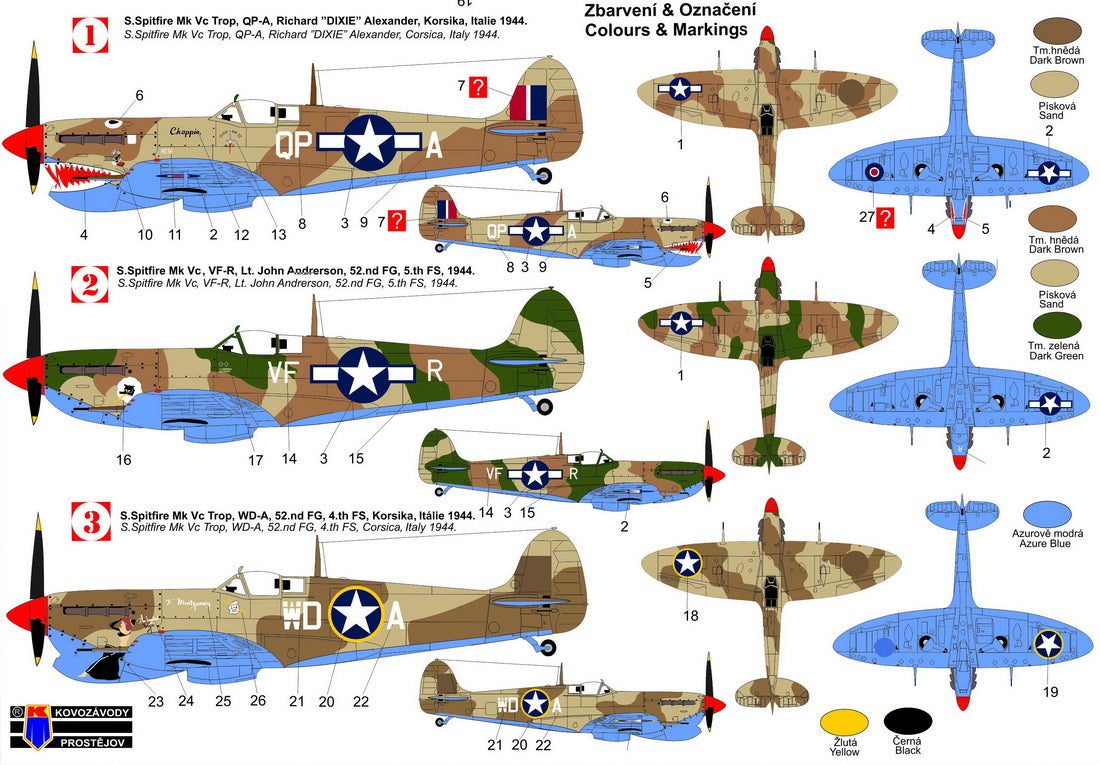 Kovozavody Prostejov 72416 1:72 Supermarine Spitfire Mk.VC Trop 'USAAF over Corsica'