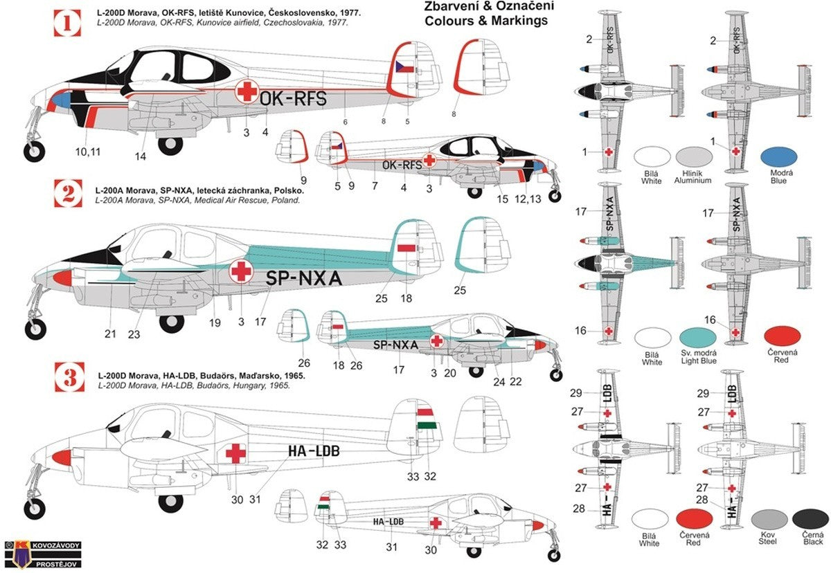 Kovozavody Prostejov 72423 1:72 Let L-200A/L-200D 'Morava' Ambulance