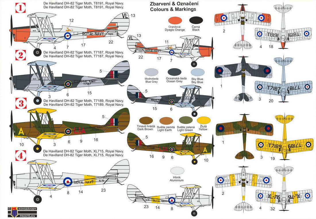 Kovozavody Prostejov 72443 1:72 de Havilland DH-82A Tiger Moth Mk.II 'Royal Navy'