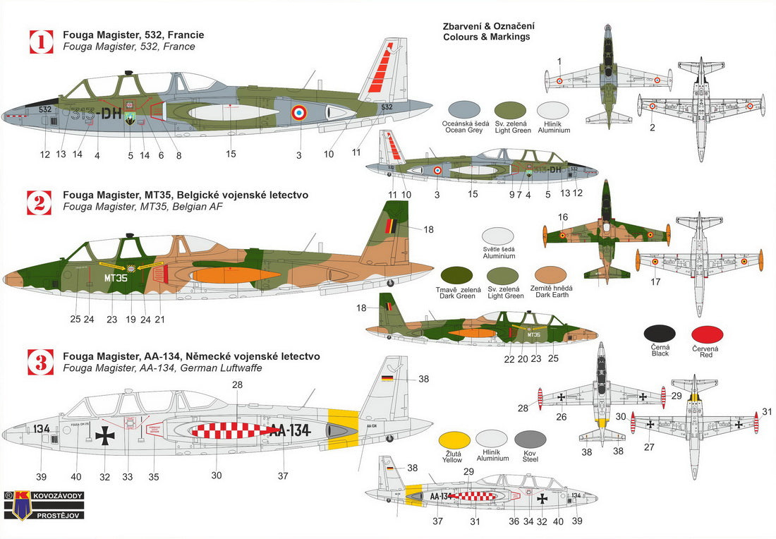 Kovozavody Prostejov 72444 1:72 Fouga CM-170 Magister 'Over Europe Pt.2'