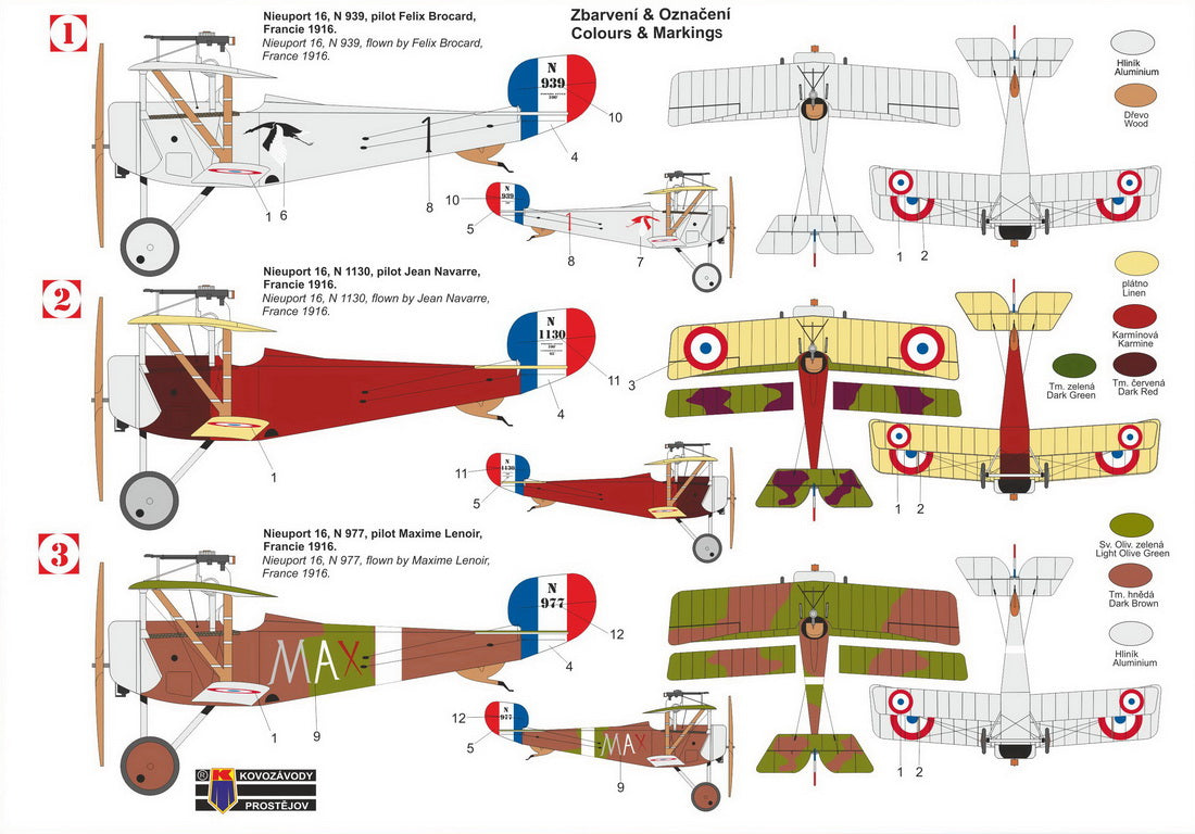 Kovozavody Prostejov 72451 1:72 Nieuport Nie-16 'Aces'