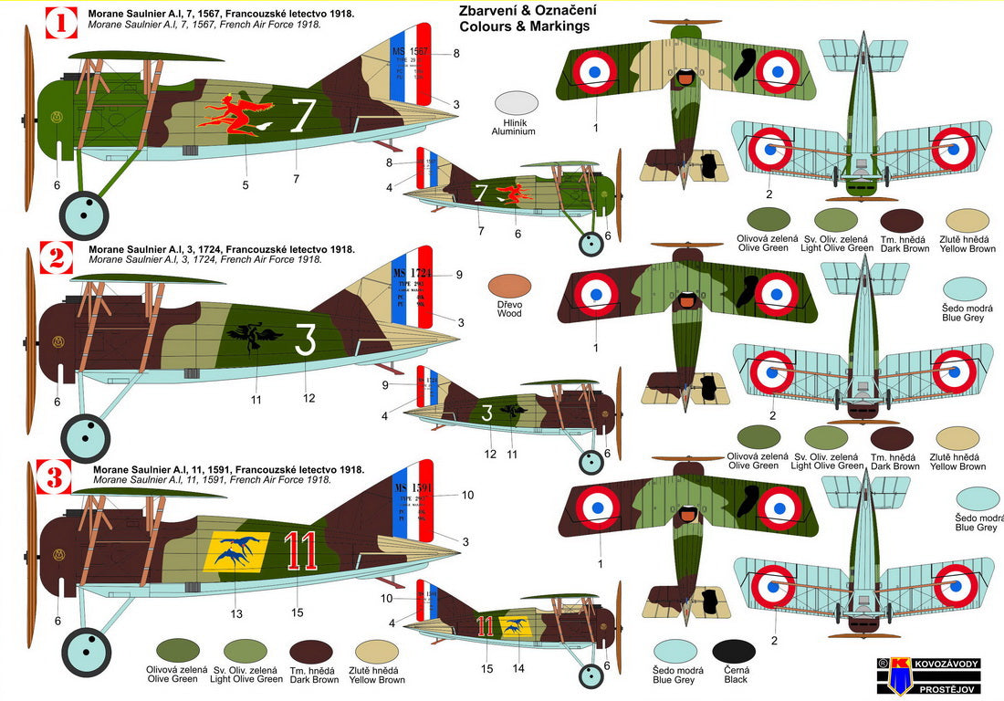 Kovozavody Prostejov 72453 1:72 Morane-Saulnier MS A.I 'Over France'