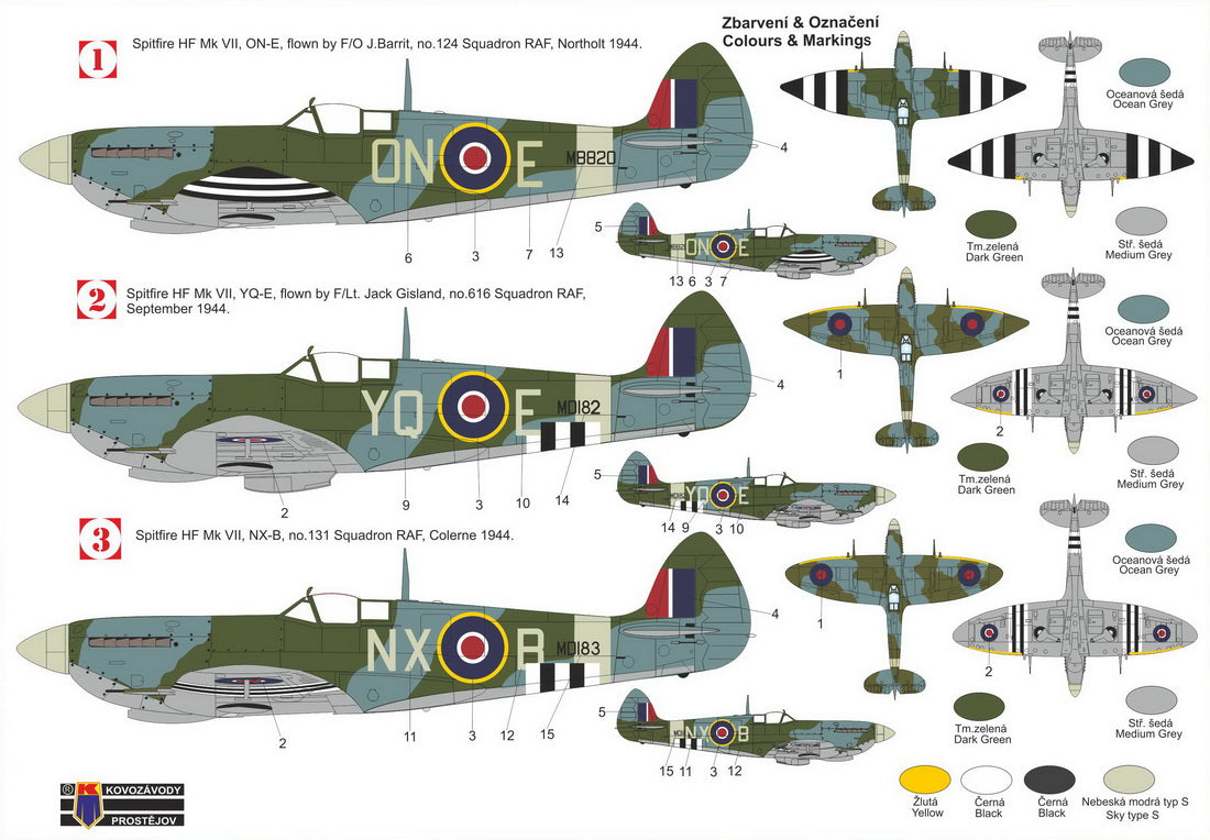 Kovozavody Prostejov 72478 1:72 Supermarine Spitfire HF.VII 'D-Day Invasion stripes'