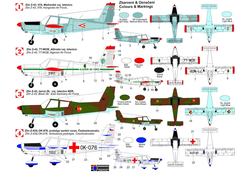 Kovozavody Prostejov 72486 1:72 Zlin Z-43 'Military/Ambulance'