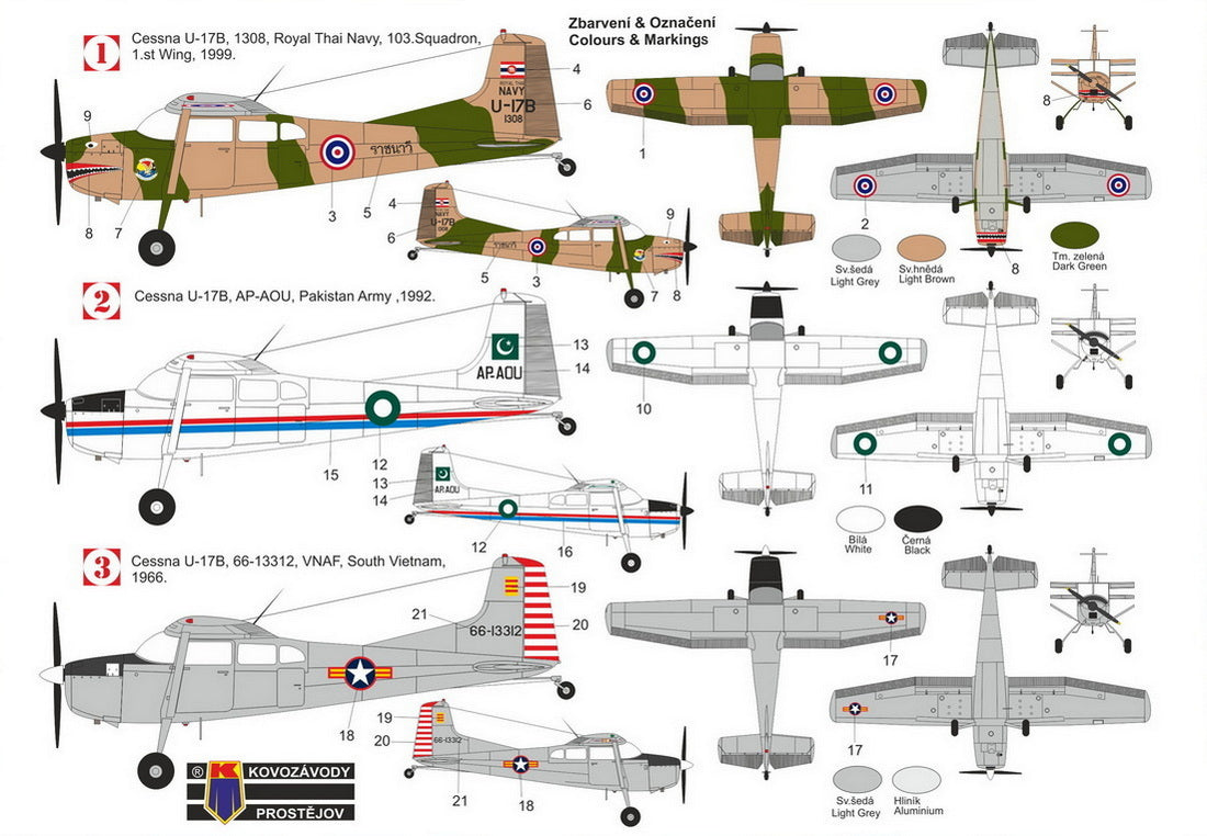 Kovozavody Prostejov 72495 1:72 Cessna U-17B 'Asian Users' re-box, new decals