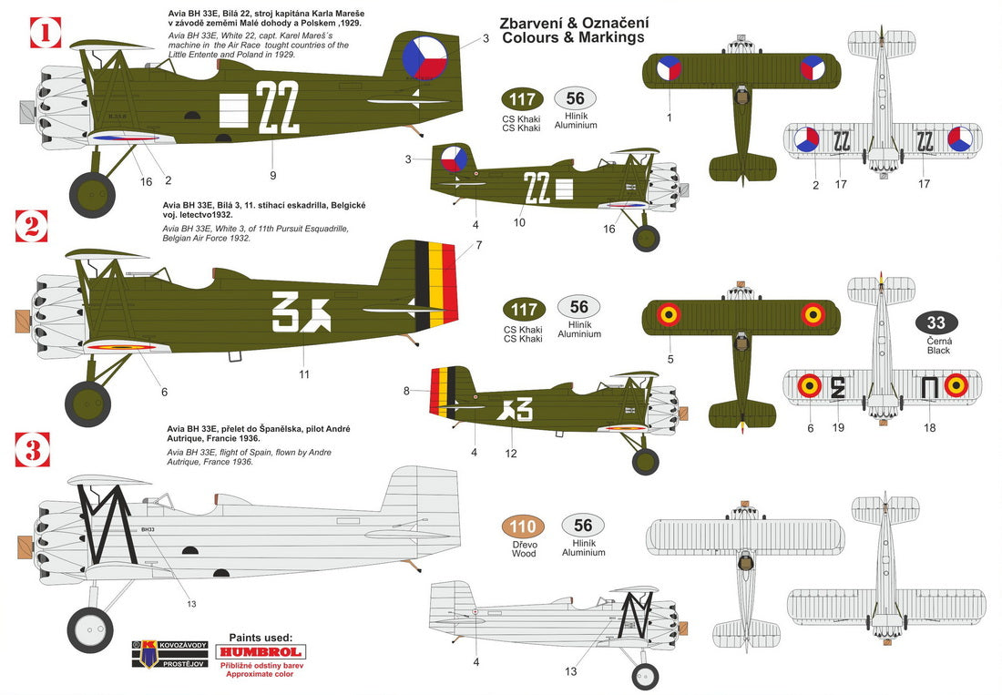 Kovozavody Prostejov 72533 1:72 Avia BH-33E 'Belgium, Spain'