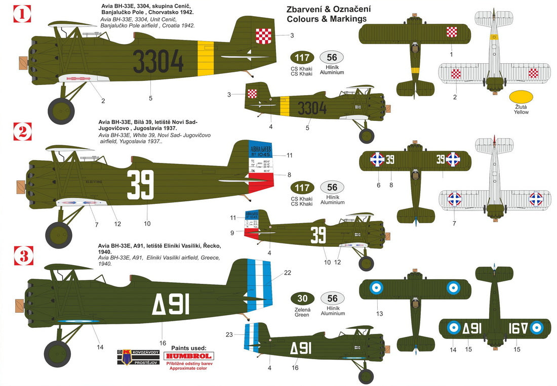 Kovozavody Prostejov 72535 1:72 Avia BH-33E-SHS 'Croatia, Yugoslavia, Greece, Soviet Union'