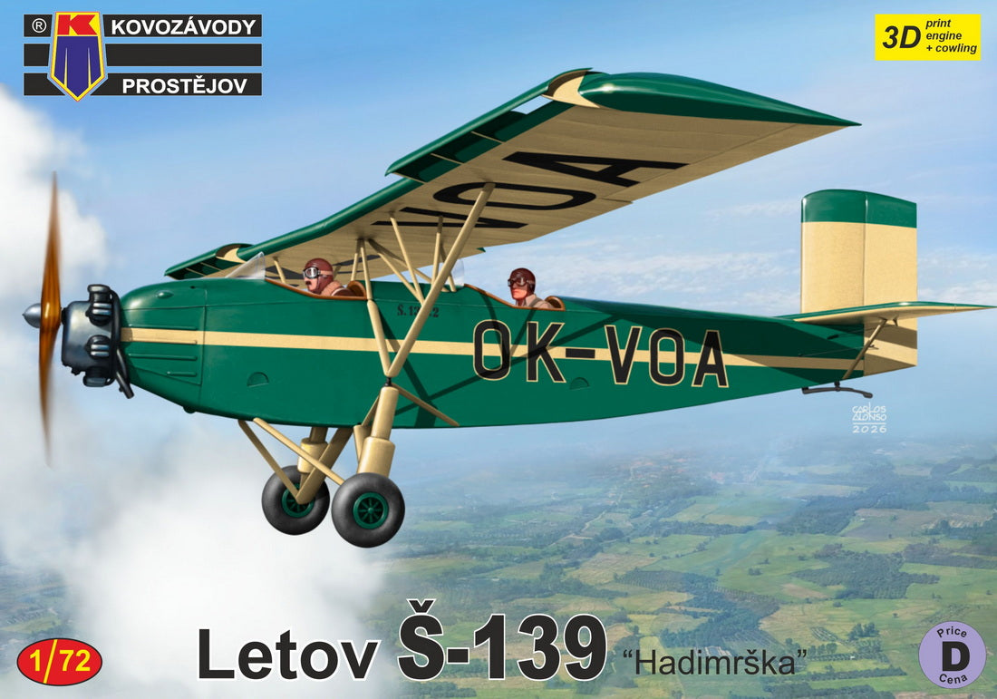 Kovozavody Prostejov 72541 1:72 Letov Š-139 'Hadimrska Agile sports plane' new tool, 3D printed parts (engine)