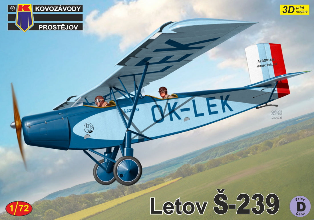 Kovozavody Prostejov 72542 1:72 Letov Š-239 'Czechoslovak & Slovak aeroclubs' new tool, 3D printed parts (engine)