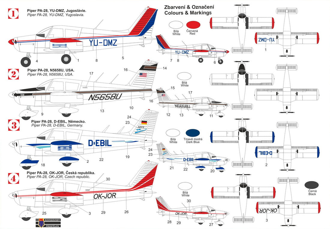 Kovozavody Prostejov 72545 1:72 Piper PA-28 Cherokee 140 (Yugoslavia, U.S.A., W. Germany, Czech Rep.) new tool