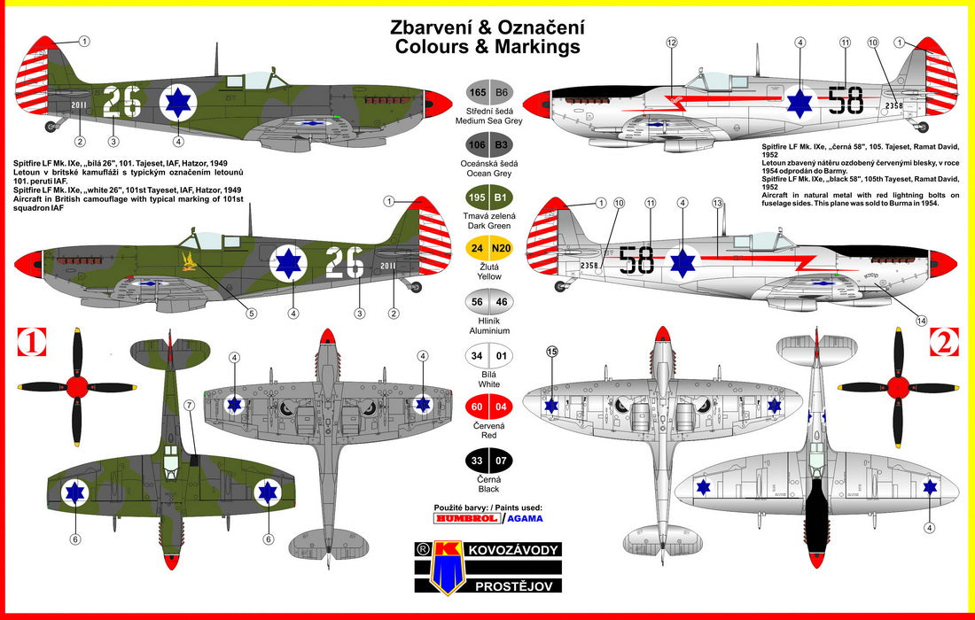 Kovozavody Prostejov 7263 1:72 Supermarine Spitfire Mk.IXe 'Israeli Air Force'