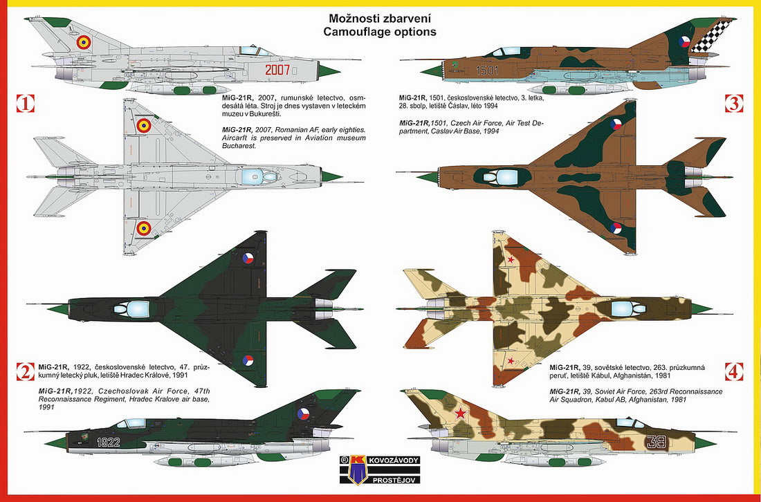 Kovozavody Prostejov 7286 1:72 Mikoyan MiG-21R Fishbed H 'European Users'