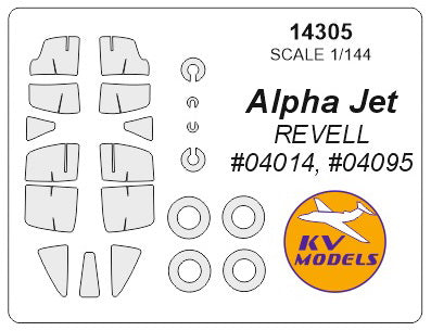 KV Models 14305 1:144 Dassault-Dornier Alpha Jet canopy frame paint mask AND wheel paint mask