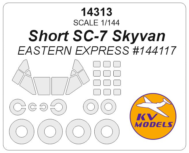 KV Models 14313 1:144 Short SC-7 Skyvan wheels and canopy frame paint masks