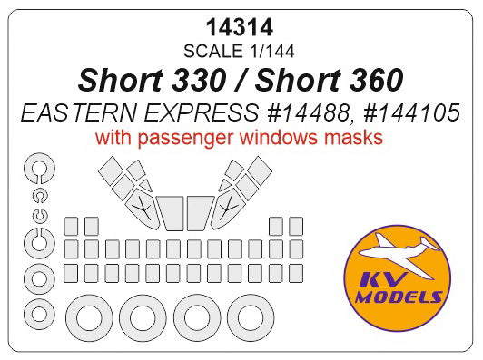 KV Models 14314 1:144 Short 330/Short 360 + passenger windows wheels and canopy frame paint masks