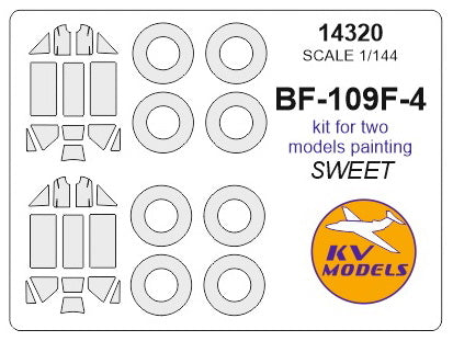KV Models 14320 1:144 Messershmitt Bf-109F-4 canopy frame paint mask AND wheel paint mask masks