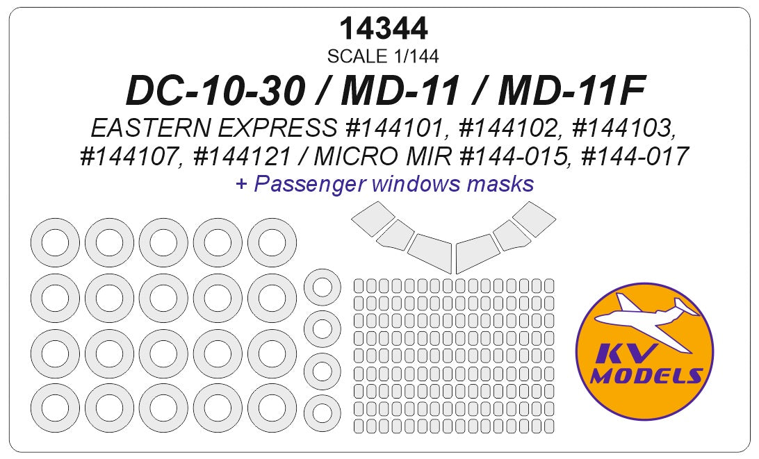 KV Models 14344 1:144 Douglas DC-10-30 / MD-11 + masks for passenger windows