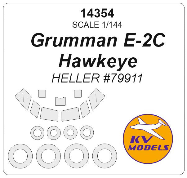 KV Models 14354 1:144 Grumman E-2 Hawkeye wheels and canopy frame paint masks (outside only)