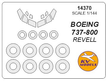 KV Models 14370 1:144 Boeing 737-800 canopy frame paint mask AND wheel paint mask