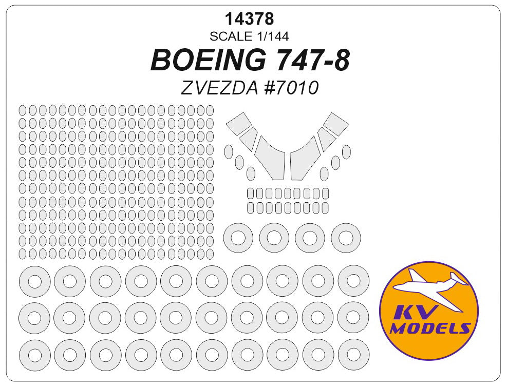 KV Models 14378 1:144 Boeing 747-8 canopy frame paint mask wheels and canopy frame paint masks (outside only)