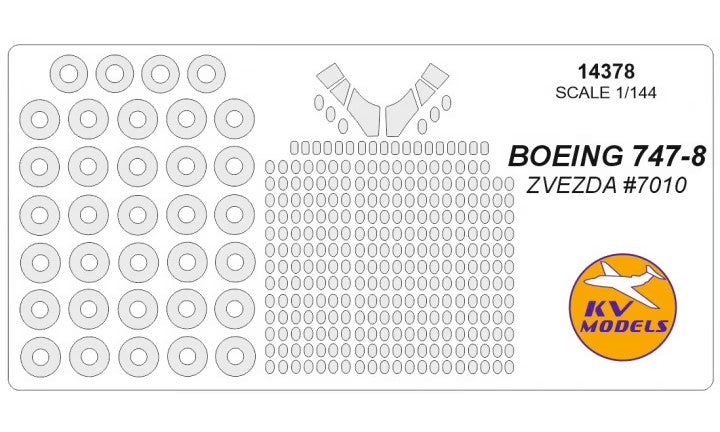 KV Models 14378 1:144 Boeing 747-8 canopy frame paint mask wheels and canopy frame paint masks (outside only)