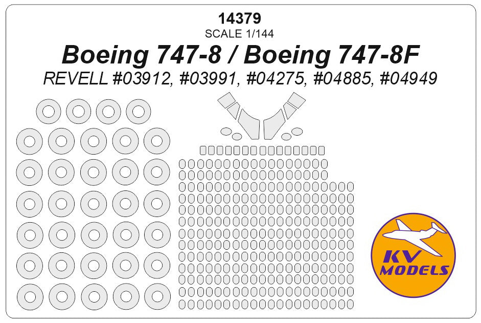 KV Models 14379 1:144 Boeing 747-8 / Boeing 747-8F canopy frame paint mask wheels and canopy frame paint masks (outside only)